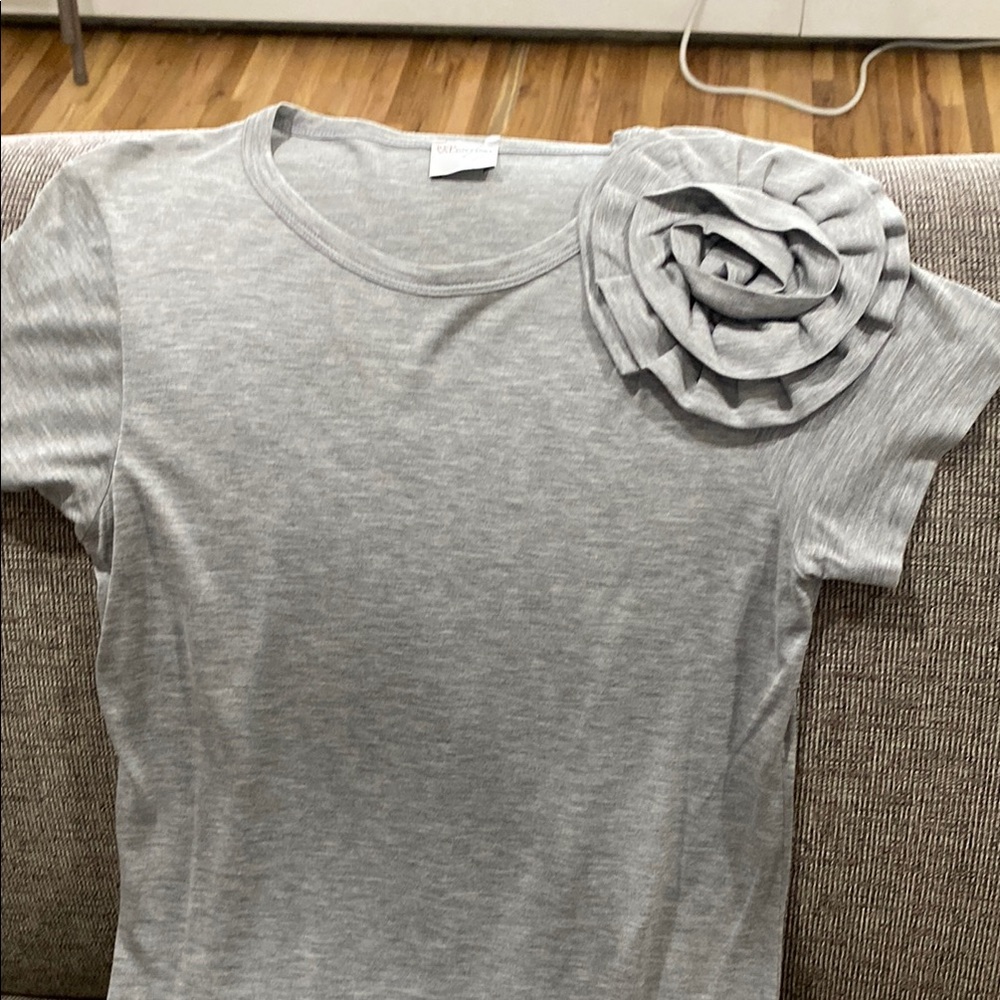 RED Valentino Gray Floral Short Sleeve Tee